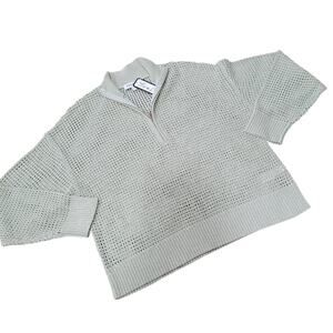 NWT Pickletini Open Weave Quarter Zip Sweater With Gold Thread Size Large